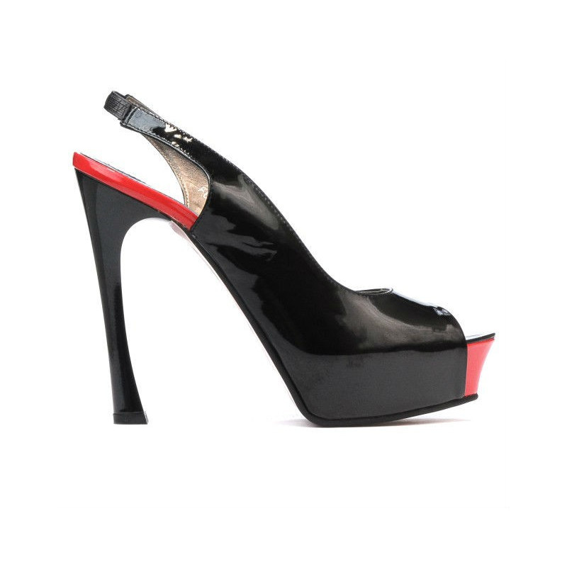 Sandale dama 1215 lac negru+rosu