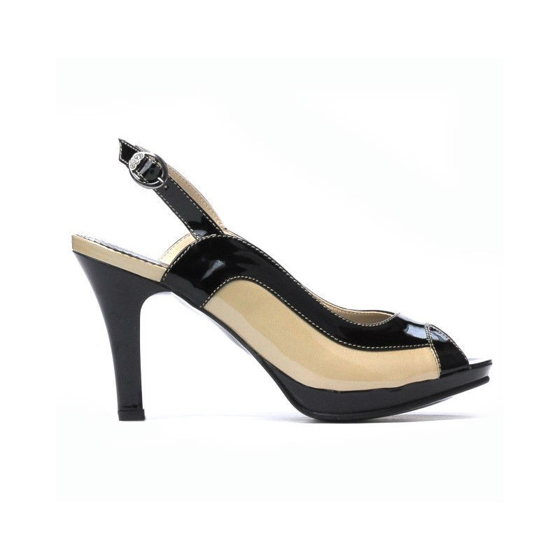 Sandale dama 1225 lac negru+bej