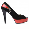 Sandale dama 1202 negru antilopa+rosu