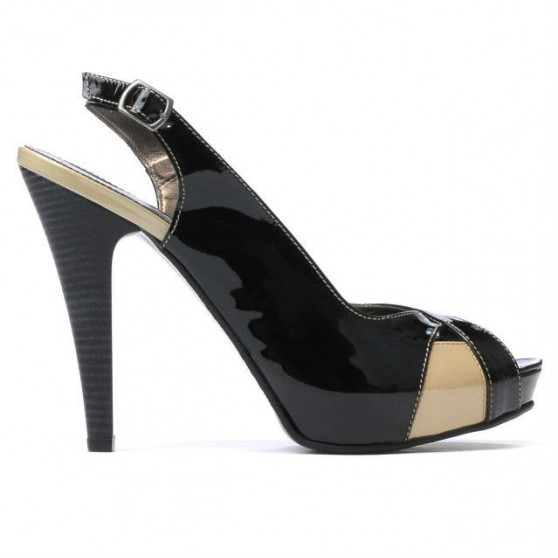 Sandale dama 1222 lac negru+bej