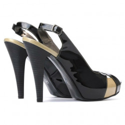 Sandale dama 1222 lac negru+bej