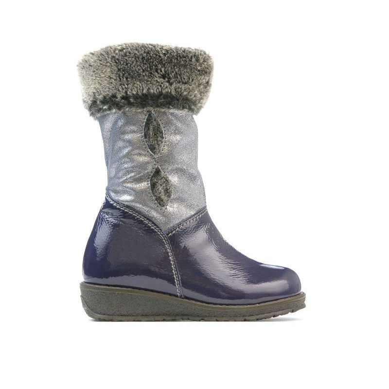 Cizme copii mici 24c lac indigo combinat