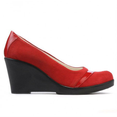 Pantofi casual dama 647 rosu velur