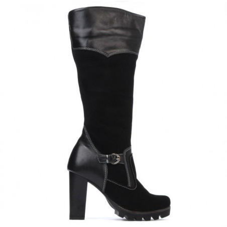 Cizme dama 1140 negru antilopa combinat
