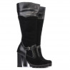 Cizme dama 1140 negru antilopa combinat