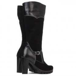 Cizme dama 1140 negru antilopa combinat
