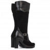 Cizme dama 1140 negru antilopa combinat