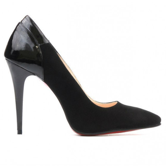 Pantofi eleganti dama 1230 negru antilopa+lac negru Pantofi eleganti dama 1230 negru antilopa+lac negru