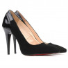 Pantofi eleganti dama 1230 negru antilopa+lac negru