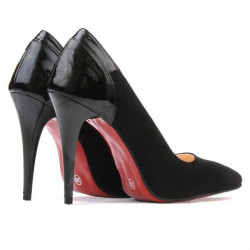 Pantofi eleganti dama 1230 negru antilopa+lac negru