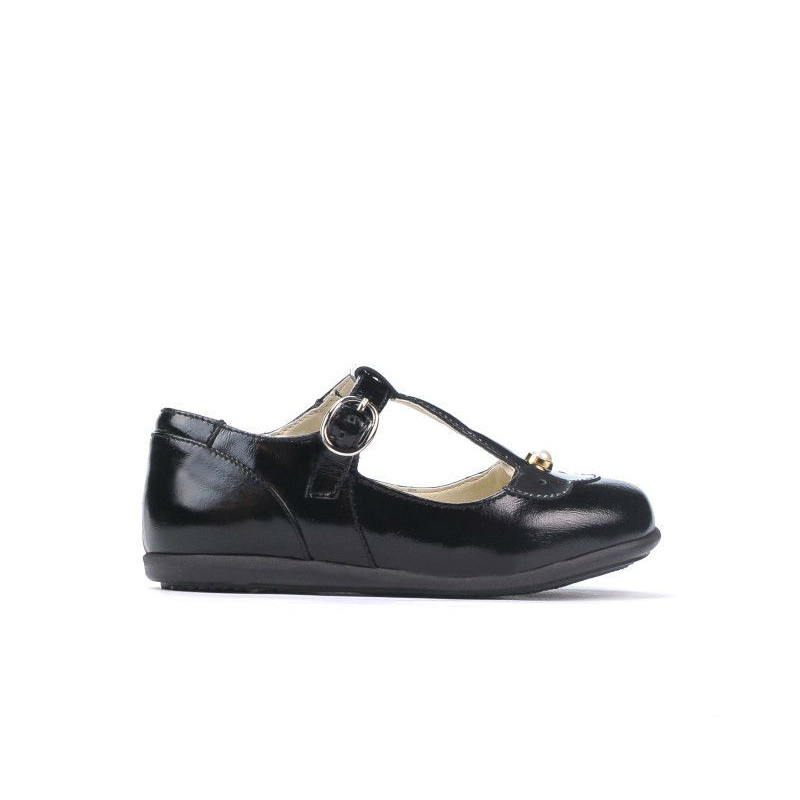 Pantofi copii mici 63c lac negru combinat
