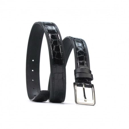 Curea barbati 32bc negru+croco negru