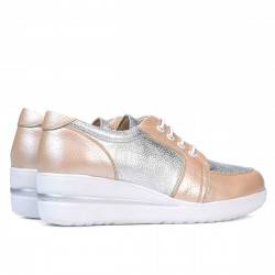 Pantofi casual dama 6006 pudra combinat