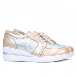 Pantofi casual dama 6006 pudra combinat