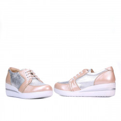 Pantofi casual dama 6006 pudra combinat