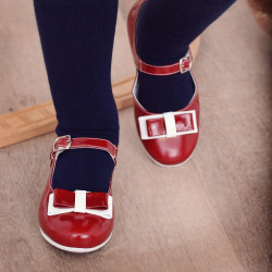 Pantofi copii mici 51c lac visiniu+alb lifestyle
