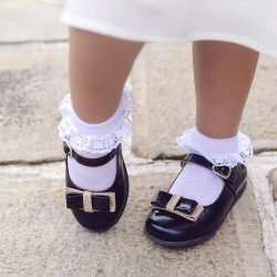 Pantofi copii mici 51c lac negru+bej