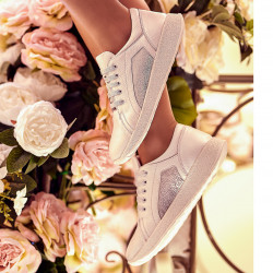 Pantofi sport/casual dama 6010 alb sidef combinat
