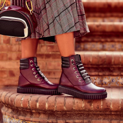 Ghete dama 3343 bordo combinat