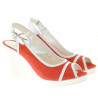 Sandale dama 5000 rosu corai velur+alb