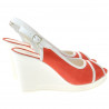 Sandale dama 5000 rosu corai velur+alb