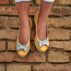 Pantofi copii 174 galben sidef combinat
