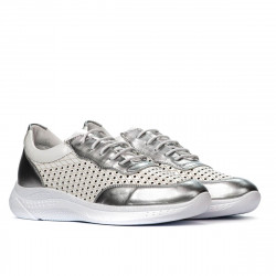 Pantofi sport dama 6024 argintiu+alb