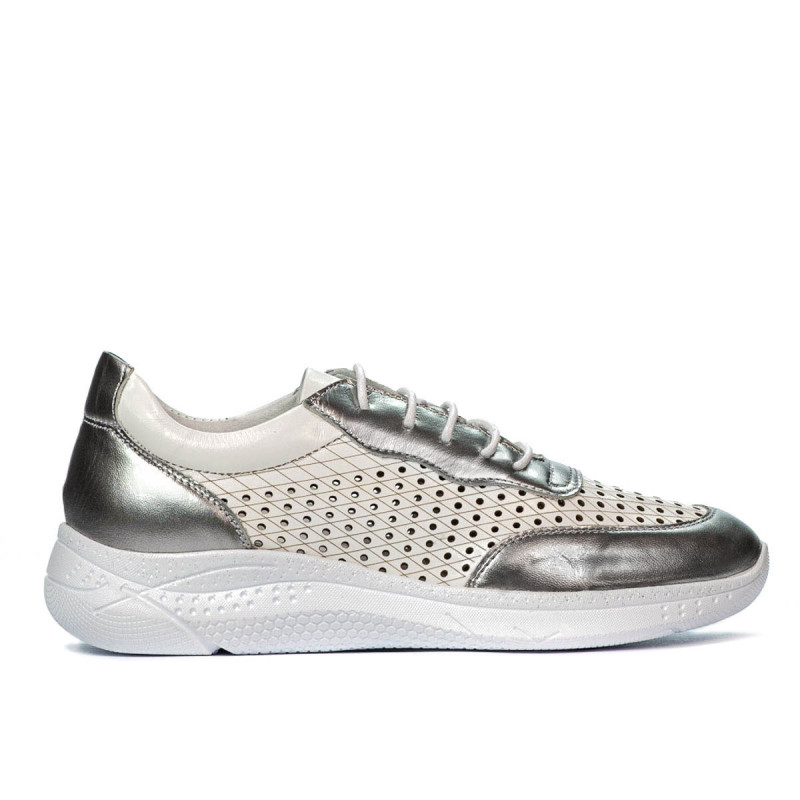 Pantofi sport dama 6024 argintiu+alb