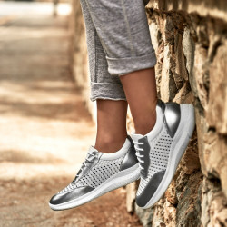 Pantofi sport dama 6024 argintiu+alb