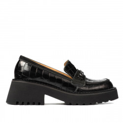 Pantofi casual dama 6041 croco negru combinat