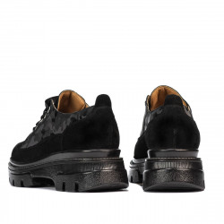 Pantofi casual dama 6043 negru velur combinat