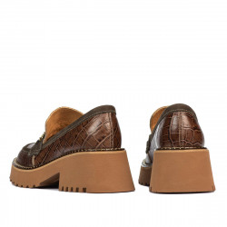 Pantofi casual dama 6041 croco maro combinat