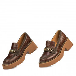 Pantofi casual dama 6041 croco maro combinat