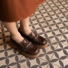 Pantofi casual dama 6041 croco maro combinat lifestyle