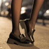 Pantofi casual dama 6041 croco negru combinat