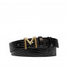Curea dama 13m croco negru lucios