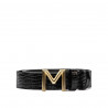 Curea dama 13m croco negru lucios