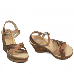 Sandale dama 5086 camel combinat