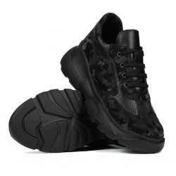 Női sportcipő 6053 fekete kombinált terepmintás