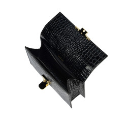 Geanta dama de umar 020g croco lac negru