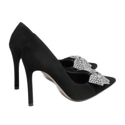 Pantofi eleganti dama 1334 negru antilopa
