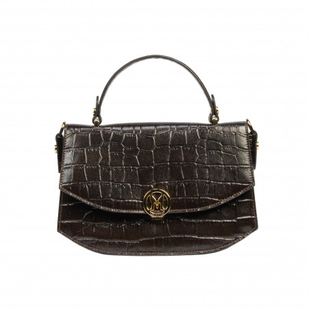 Geanta dama de mana 023g croco dark brown