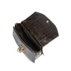 Geanta dama de mana 023g croco dark brown