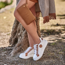 Női sportcipő 6073 fehér+camel lifestyle