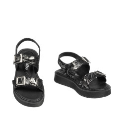 Sandale copii mici 81c negru+argintiu