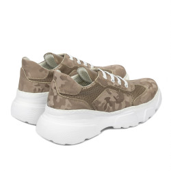 Pantofi sport dama 6053 capucino camuflaj combinat