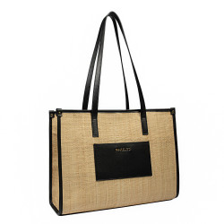 031g női strandtáska kombinált rafiaból