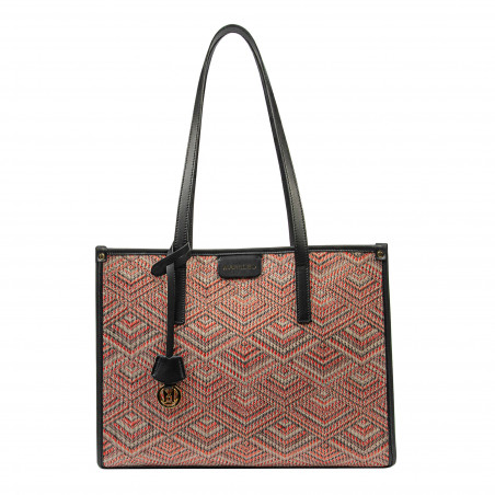 Női strandtáska 031-1g kombinált rózsaszín minta