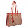 Női strandtáska 031-1g rózsaszín kombinált+narancs motivum