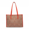 Női strandtáska 031-1g rózsaszín kombinált+narancs motivum